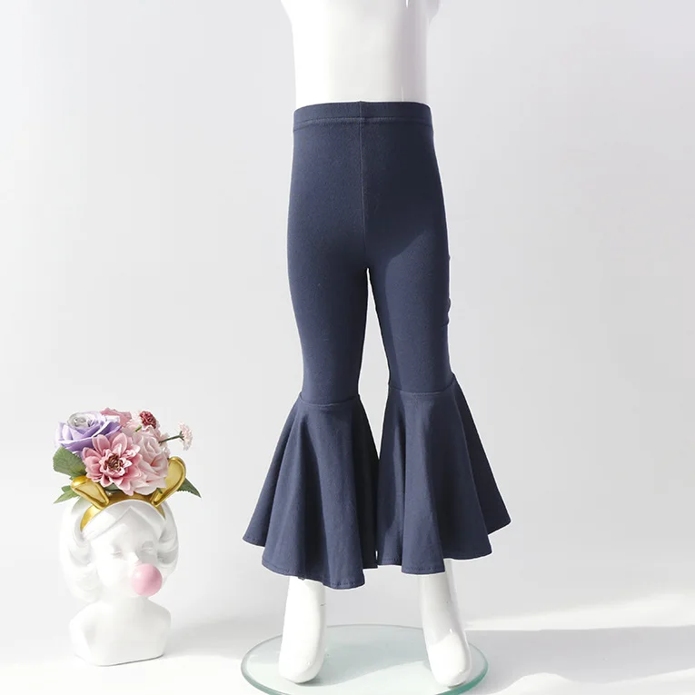Navy blue ; хлопковые леггинсы для маленьких девочек; мягкие удобные детские леггинсы с оборками для девочек; высококачественные штаны для малышей - Цвет: Navy blue