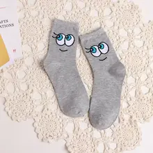 5 пар, Харадзюку, женские хлопковые Гольфы с рисунком Больших Глаз, чулочно-носочные изделия