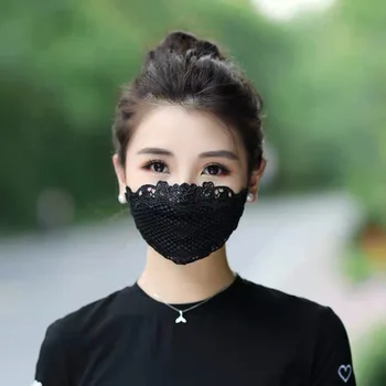 

fancy lace mask summer cotton sunscreen mask sexy delicate lace dust-proof breathable mask ladies decorative beauty net masks