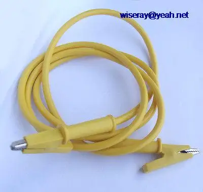 

DHL/EMS 50PCS Copper Alligator clip TO clip 6mm openings Voltage Yellow silicone Cable-A8