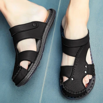 

Summer Sandals Shoes Men Breathable Highquality Sandals Flat Bottom Large Size Wearresistant Fashion Casual Beach Men's Shoes