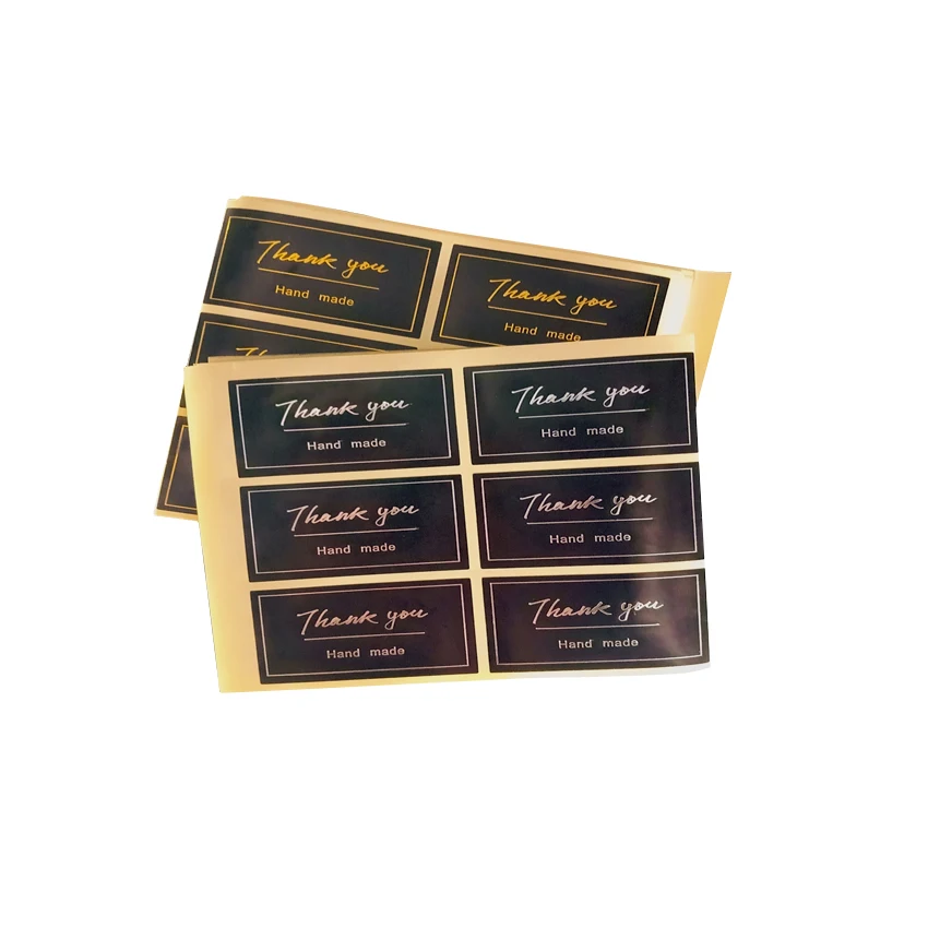 

60pcs/lot 'Thank You' Black Adhesive Paper Sealing Sticker Handmade Products Package Label For Baking