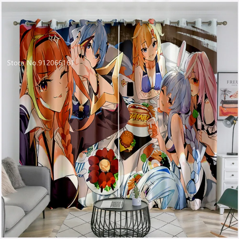 Usada Pekora Window Curtain 3D Printing Japan Cartoon Anime Blackout Curtain For Kids Adults Window Drapes Home Decoration