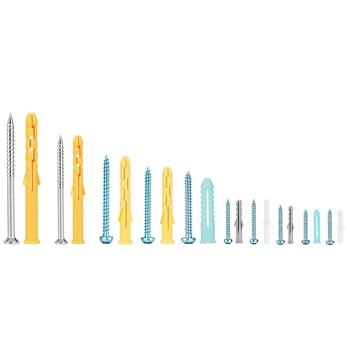 

Promotion! Plastic Self Tapping Screws and Drywall Ribbed Anchors Assortment with Screws Kit 300 Piece