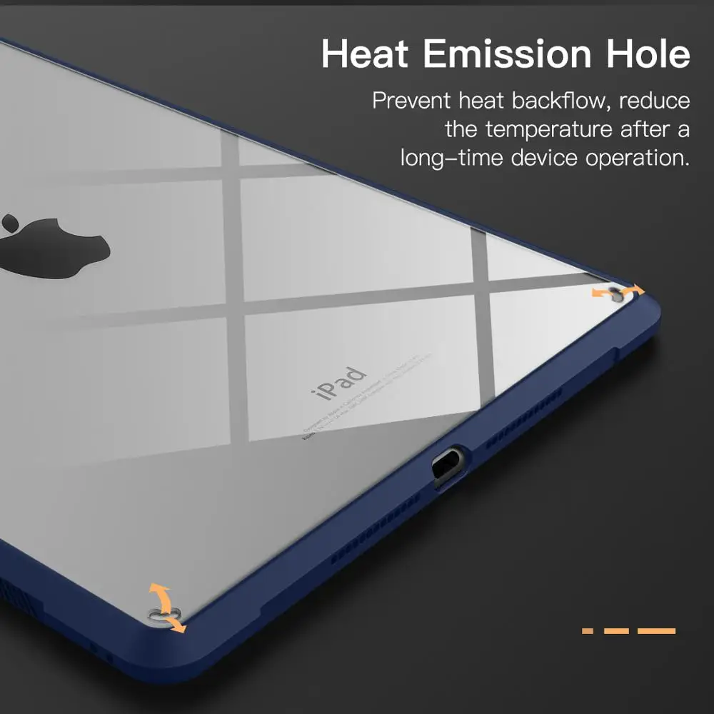 Case for New iPad 7th Generation 10.2", Ultra Slim Lightweight Premium Shock Absorbant Flexible TPU Air-Pillow Edge Clear