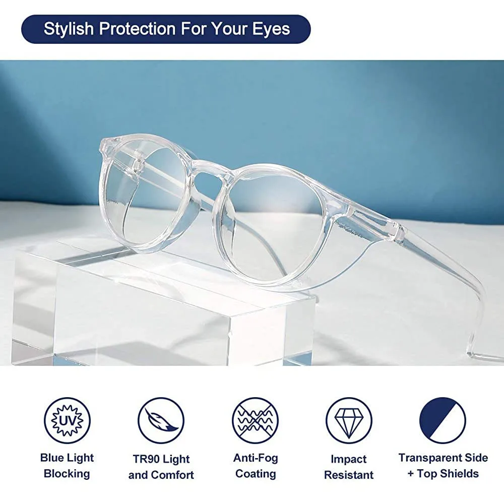 RoundSafetyGogglesProtectiveGlassesPCLensBlueLightBlockingEyeglassesAntiallergy