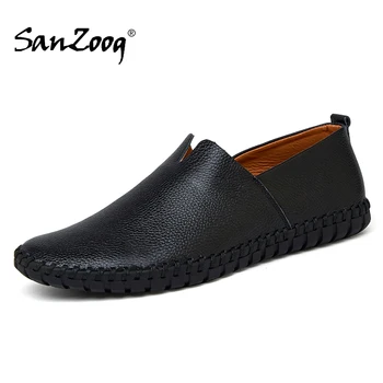 

Summer Breathable Slip on Men Leather Shoes Moccasins Big Size Plus Mens Slip-ons Driving Mocasines Casual Mocassim Masculino