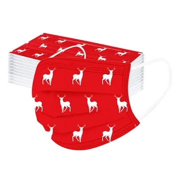 

50PC Children red reindeer Printing Masks Personal 3Ply protective Ear Loop Masks Disposable Thin Breathable Face Mask mascarill