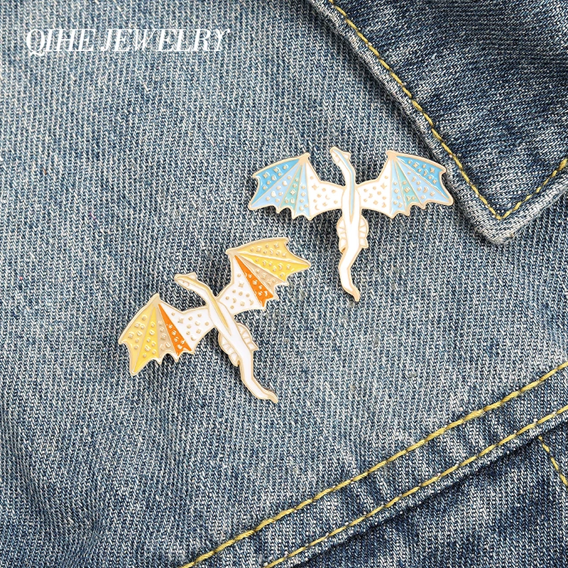 

QIHE Jewelry Dragon Myth Enamel Pins A Song of Ice and Fire Brooches Badges Fashion Animal Pin Gifts for Friends Wholesale