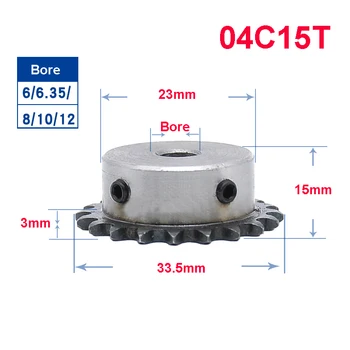 

1Pcs 04C 15 Teeth-17 Teeth Chain Gear Bore 6-12mm Industrial Sprocket Wheel With Top Wire