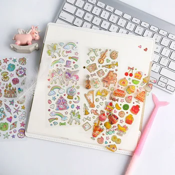 

9 Styles Geometric Plants Self Adhesive Stickers School Supplies Stamping Clear Stationery Sticker For Hand Book Diary Decor