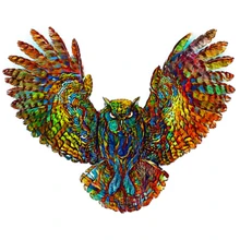 

Unique Shaped Puzzle Rainbow Owl Wooden Jigsaw 100 200 300 Pieces Wholesale Wood Toy Game for Kids Boy Girl Christmas Birthday