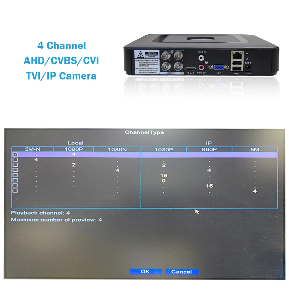 Гибридный dvr nvr 4CH 8CH h.264 видео рекордер 5в1 для аналоговой AHD камеры 5Мп ip камера Мини dvr nvr Onvif видео наблюдения dvr