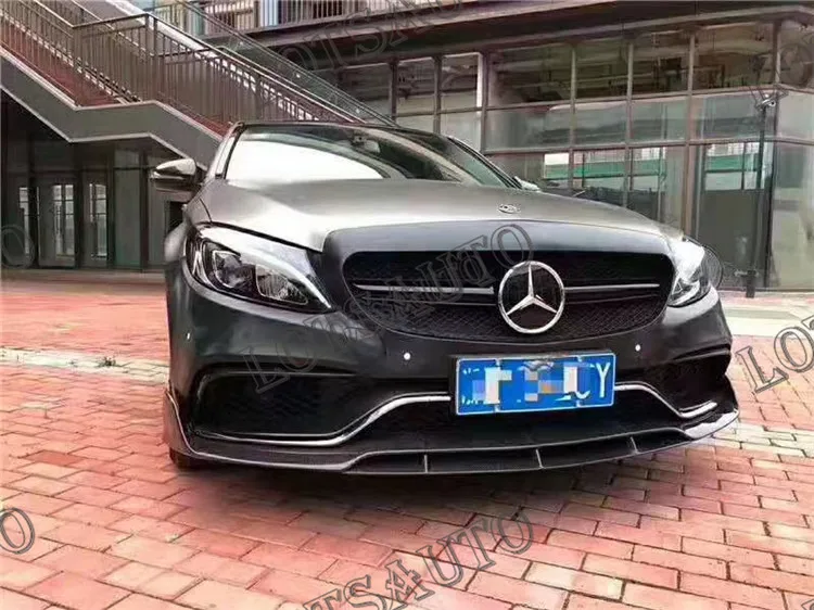 C63 углеродное волокно переднего бампера для Benz W205 Sedan S205 Wagon C180 C200 C300 C43 C63 с AMG посылка