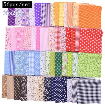 

56pcs/set 25x25cm Mix Pattern Square Fabric Cotton Patchwork Fabric Printed Cloth Sewing Quilting Fabrics For DIY Kids Toy Doll