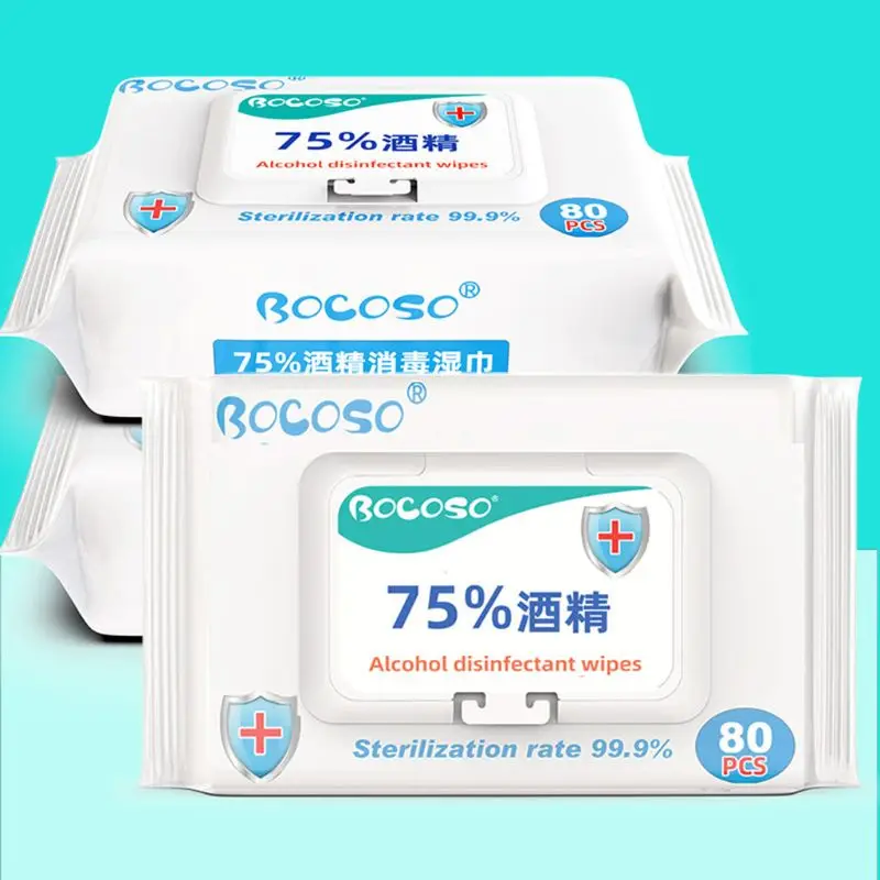 

80Pcs 75% Alcohol Antiseptic Wet Wipes Disinfection Pads Sterilization Household Skin Cleaning Hand Sanitizing Flip-Top Portable