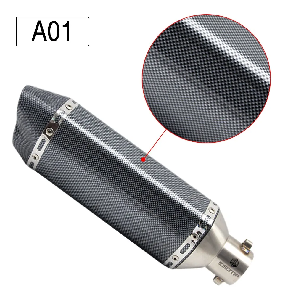 ZSDTRP 51 мм Универсальный мотоцикл Akrapovic выхлоп модифицированный глушитель труба скутер, питбайк грязи мотокросса для Yamaha R1 CBR250R - Цвет: A01