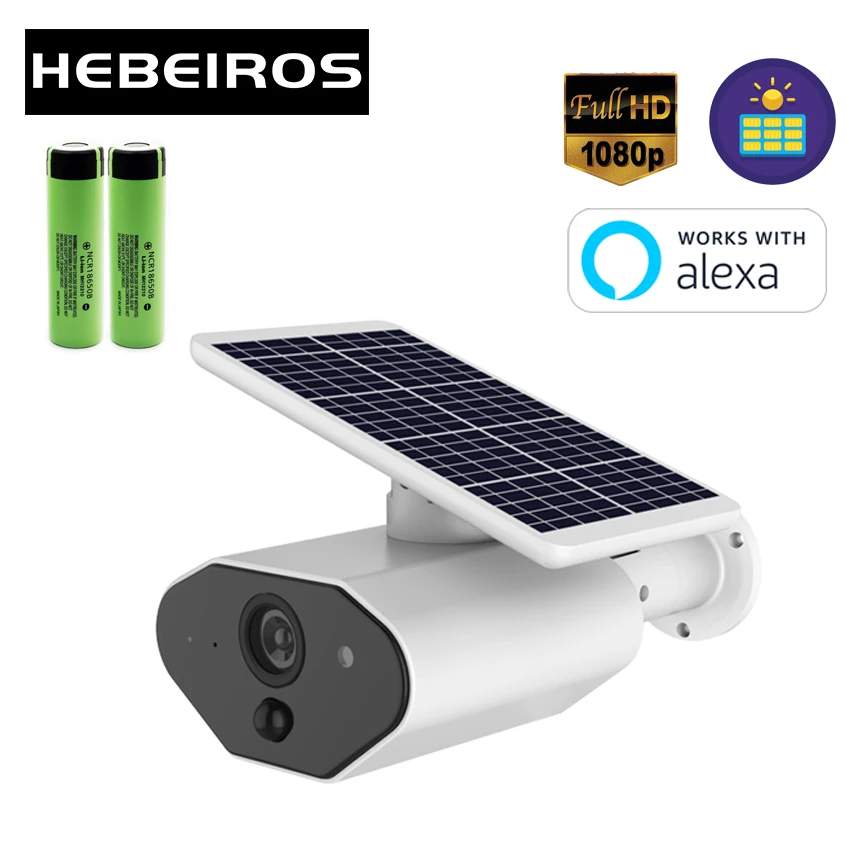 Уличная водонепроницаемая Wi-Fi камера Hebeiros на солнечной батарее HD 1080P аудио