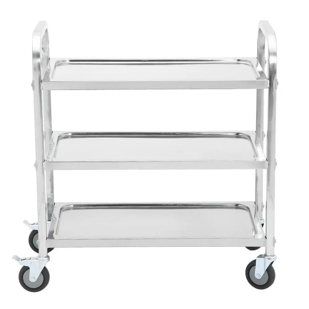 

Large Size 3 Tier Stainless Steel Kitchen Trolley Movable Wheels Trolley Storage Organizer Rack Storage Cart Kitchen Furniture