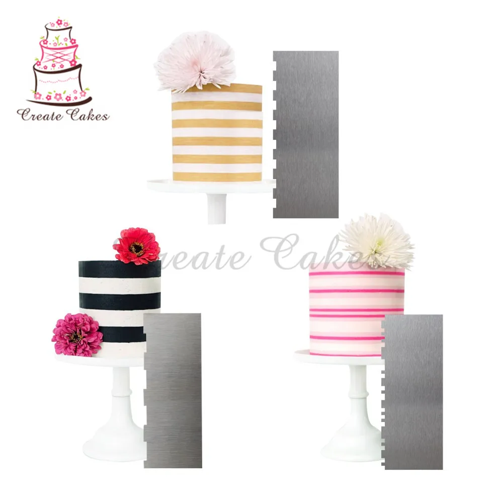  3pcs/set Stainless Steel Cake Scraper Cake Comb Butter Cream Smoother Cake Decorating Tool Fondant 
