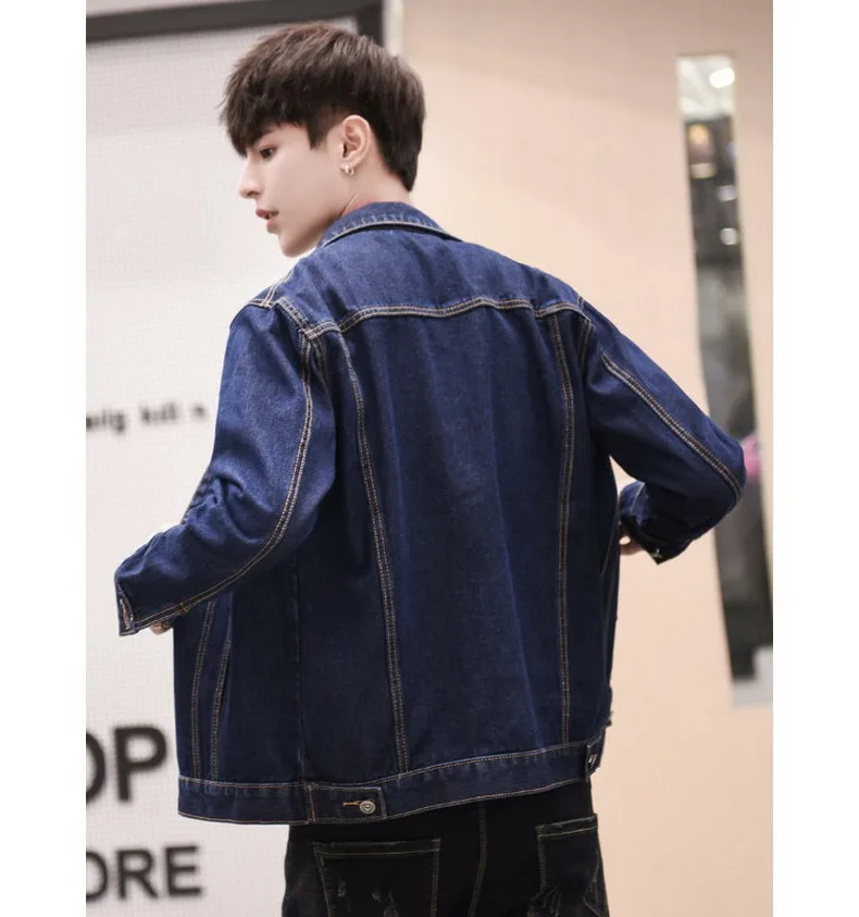 Bean off осень и зима стиль Мужская джинсовая куртка Slim Fit модная Осенняя мужская джинсовая одежда красивое простое пальто
