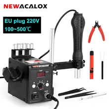 

NEWACALOX EU 220V 700W Digital Hot Air Rework Station Thermostat Heat Gun PCB Desoldering Tool with 3Pcs Nozzles Accessories