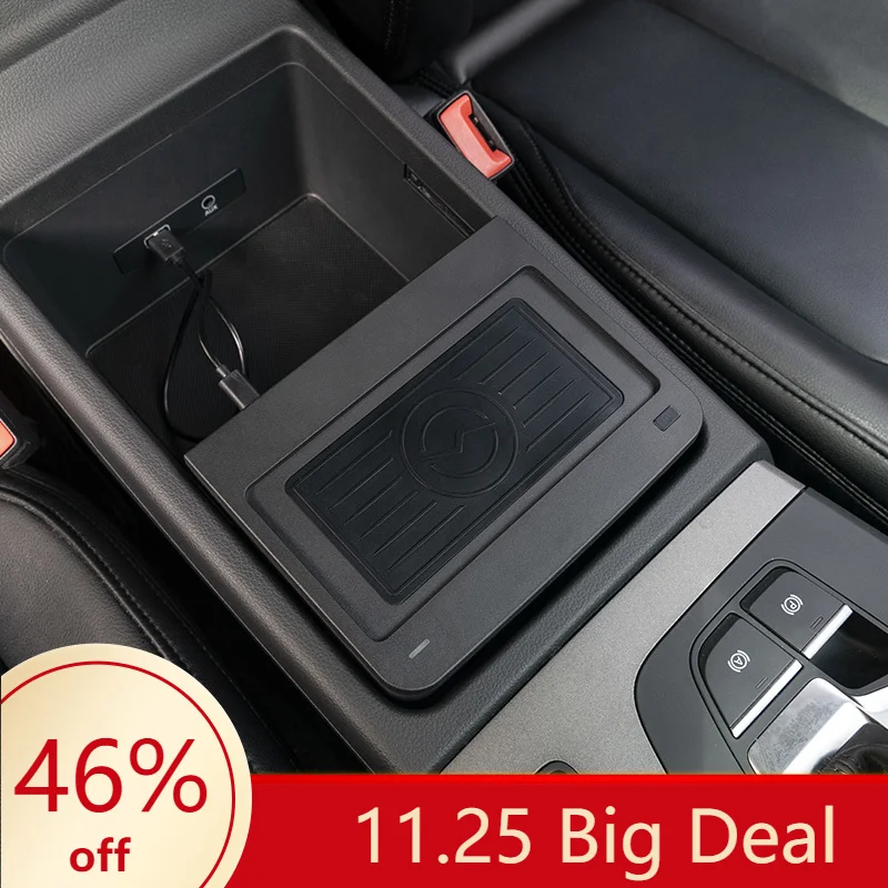 Car Phone Wireless Charger Holder For Audi Q5 SQ5 2016-2020 Fast Charging plate center armrest Intelligent Infrared |