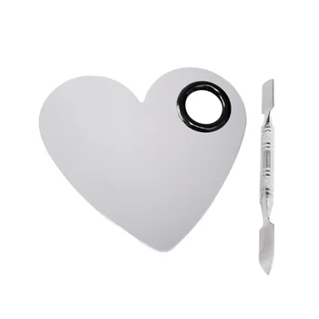 

Cosmetic Palette Makeup Palette with Spatula Heart Shaped Tool Fashionable Stainless Steel Pallet Makeup Artist Enthusiast Tools