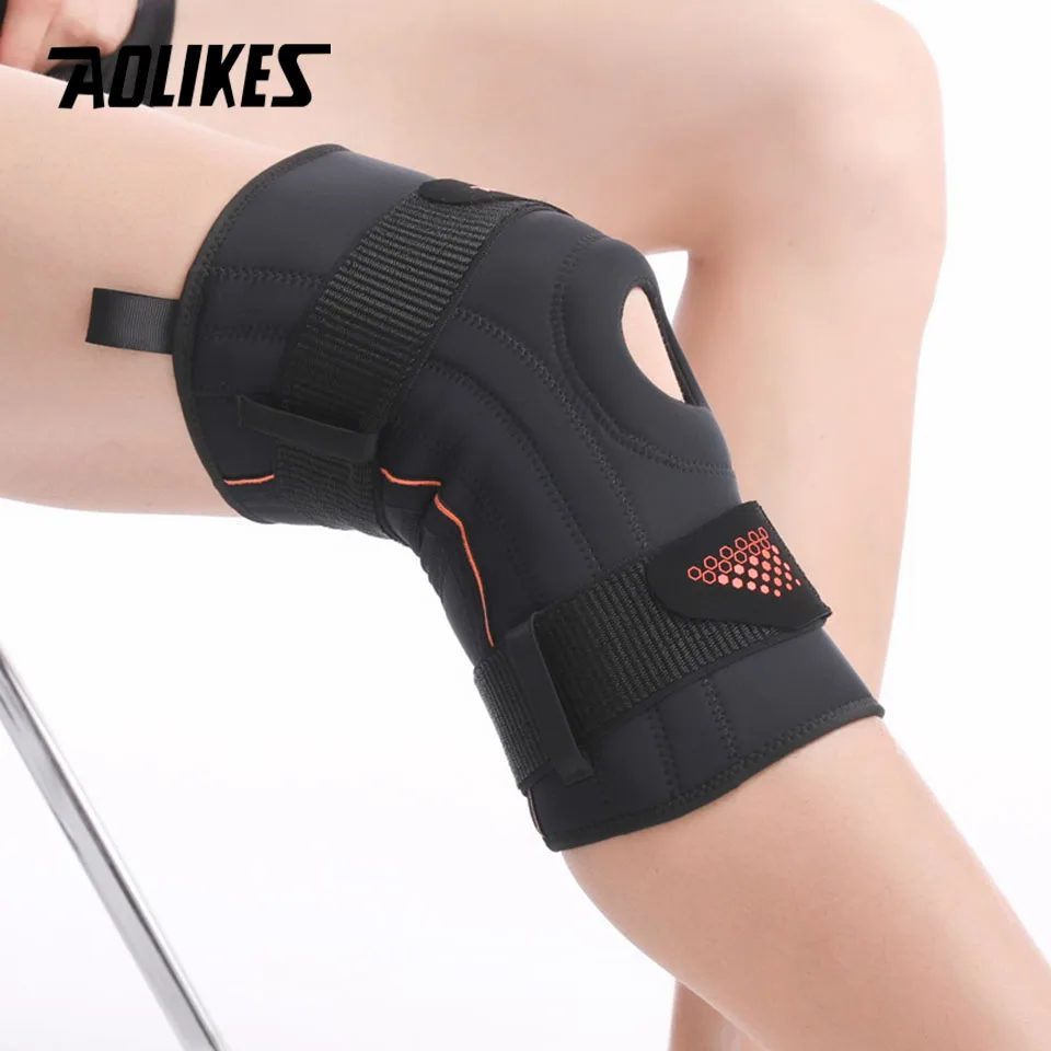 AOLIKES Spring Support Running Knee Pads Basketball Hiking Compression Shock Absorption Breathable Meniscus Knee Protector 1Pair