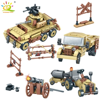 

HUIQIBAO 4in1 WW2 Military SWAT Solider Plane Model Building Blocks Tank Truck Special Forces Figures Car Bricks Toys Children