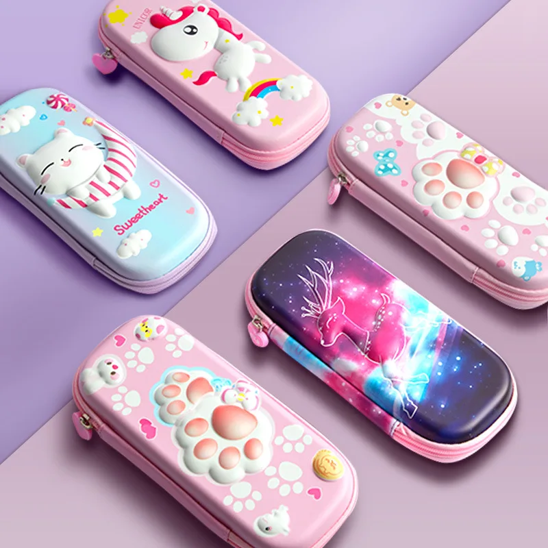 3D EVA Pencil Case Cartoon Animal Pen Case Girls Children School Supplies Storage Pencil Cases