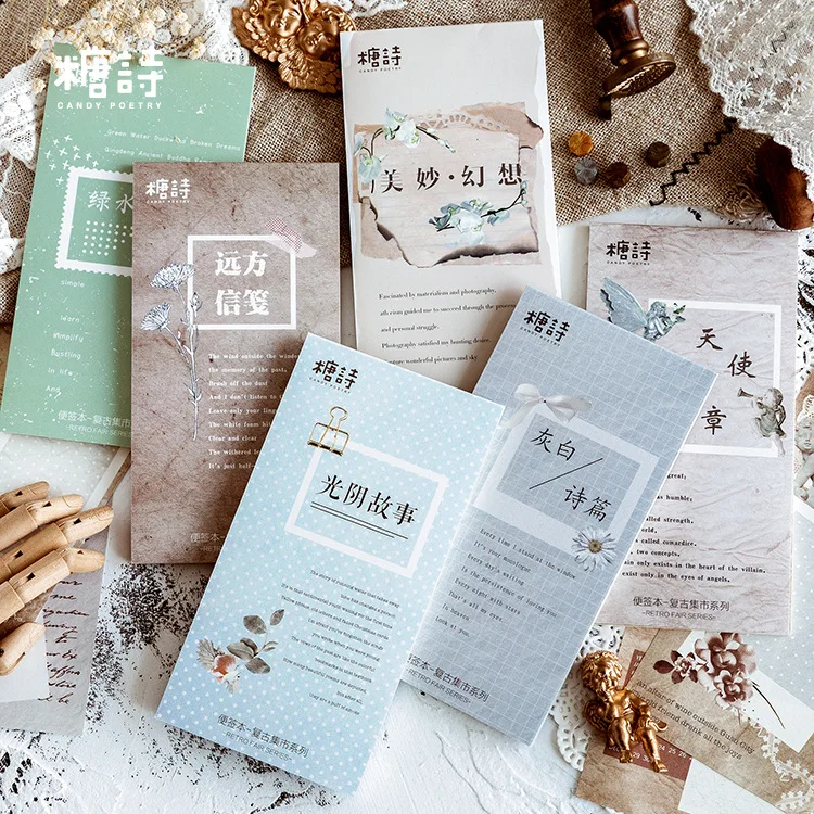 

20set/lot Memo Pads Sticky Notes Retro market Paper diary Scrapbooking Stickers Office School stationery Notepad