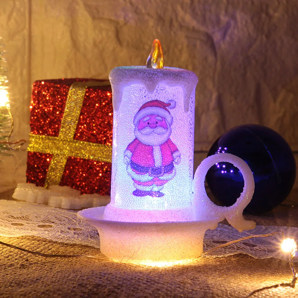 1 шт. свеча свет Настольный беспламенный ночной милый светодиодный электронный аккумулятор мерцающий Снеговик Рождественское украшение Вечерние