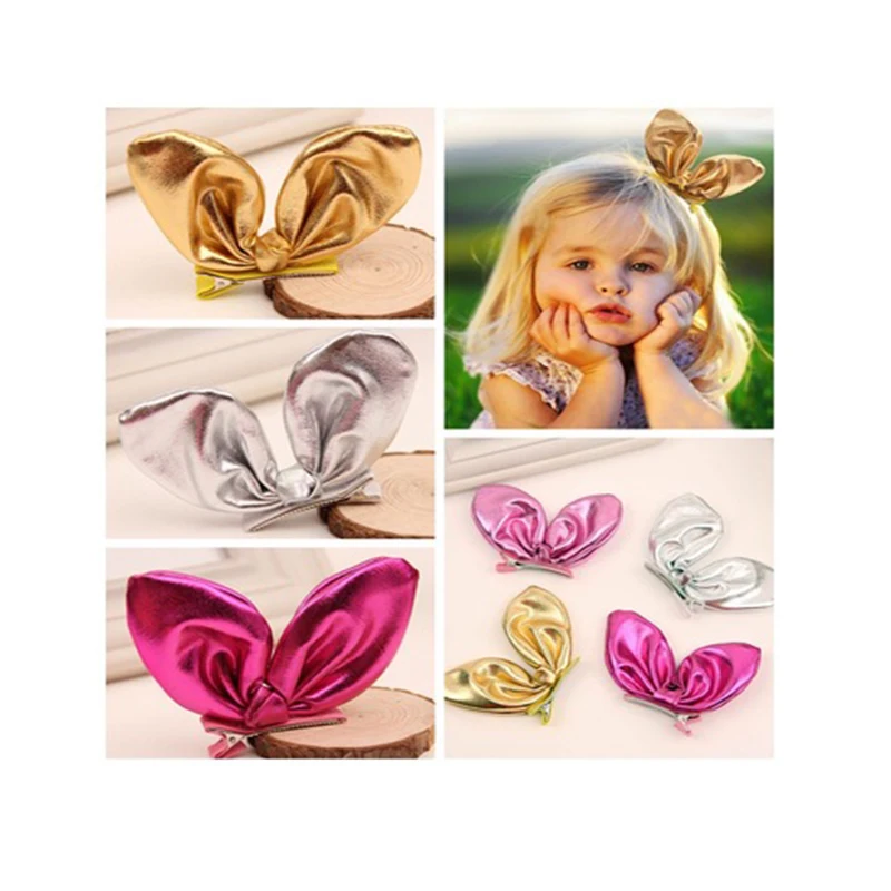 

1PC Occident Fashion Hot Stamping Three-dimensional Rabbit Ears Children Hair Grips Contracted Solid lovely Children Head Wear