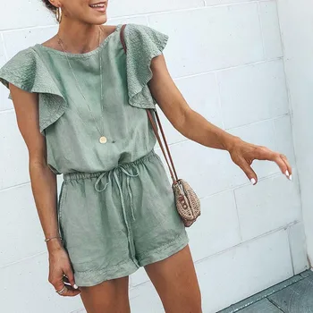 

Women Lady Summer Sleeveless Ruffles Playsuit Fashion VogueOveralls For Women Bandage Loose Playsuits Jumpsuit Women Rompers