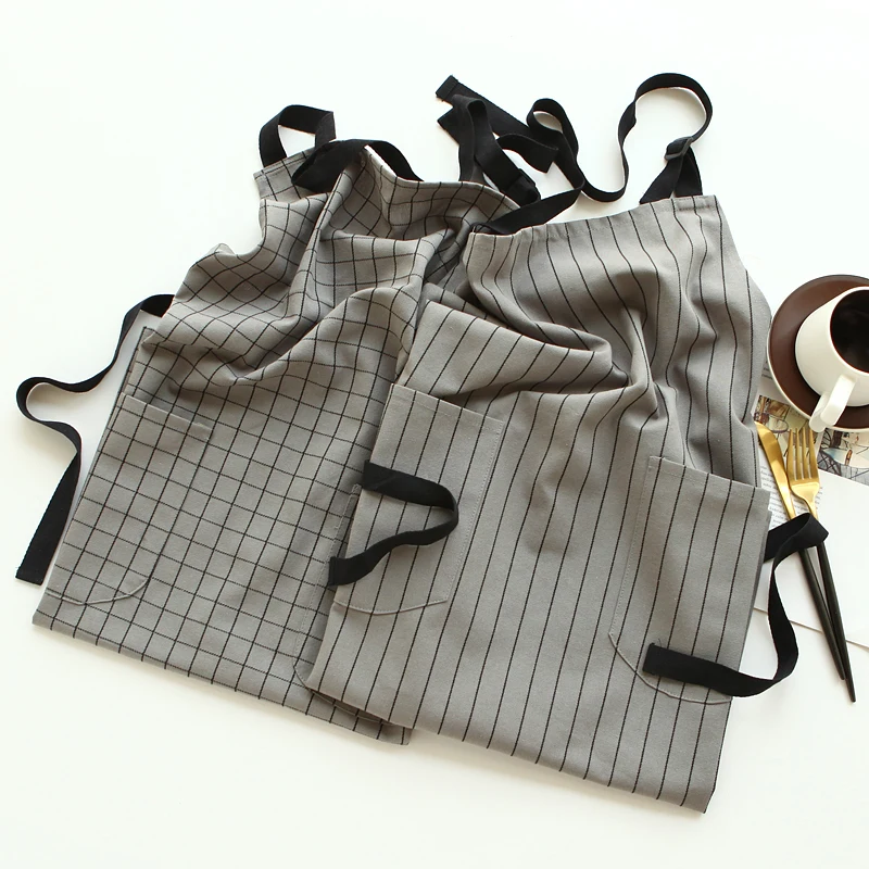 Simple Nordic striped cotton kitchen large size apron anti-pollution housework cleaning gowns waist men and women