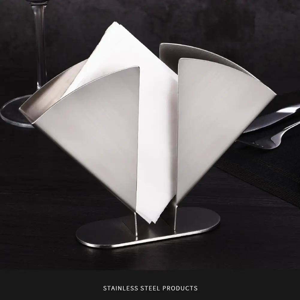 Stainless Steel Napkin Rack Holder Modern Fan-Shaped Paper Towel Organizer Container Tissue Case Table Decoration | Дом и сад