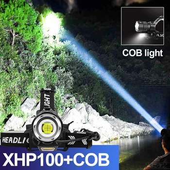 

XHP100 XHP70.2 high lumen led headlight most powerful usb Headlamp 18650 rechargeable head flashlight COB Light head lamp torch