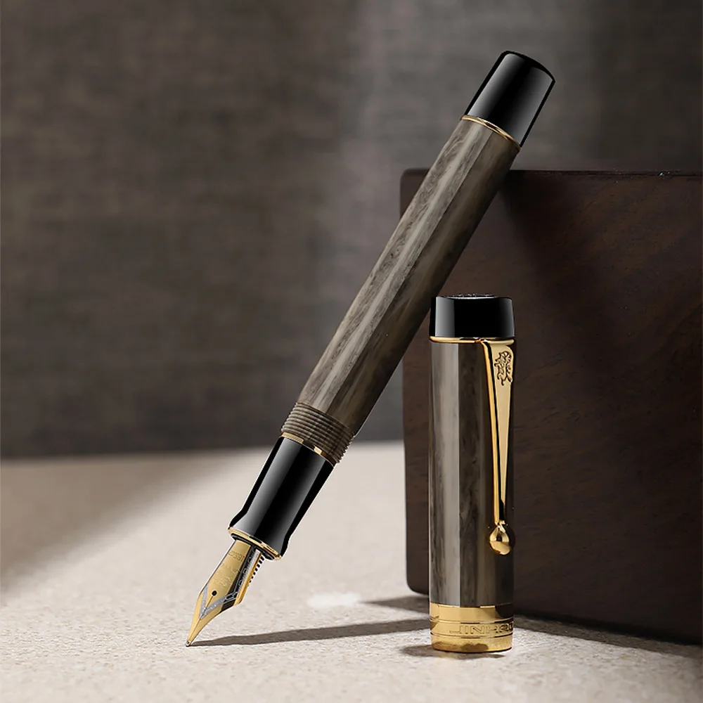 luxurious jinhao 100 Acrylic golden Brown spinning Writing 0.7mm Fountain Pen 