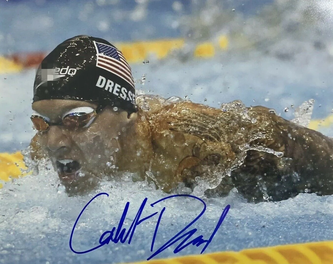 CAELEB DRESSEL ручная подписка 8x10 фото плавание 2019 Олимпийские Аутентичные Редкие Авто