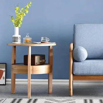 

Nordic Ins Coffee Table Simple Sofa Side Cabinet Solid Wood Living Room Side Small Round Table Creative Corner Side Table