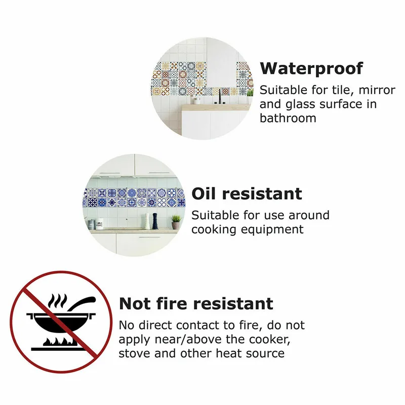 Tofok 10 шт./компл. Средиземноморский ретро плитка Стикеры s DIY Кухня Ванная комната Ванна Анти-скольжения декоративная пленка домашний стол стены Стикеры