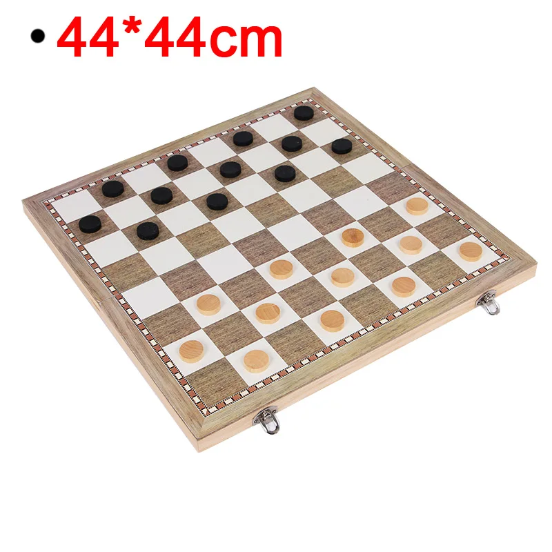 Деревянный Шахматный набор, нарды, шашки, 3 в 1, шахматы для путешествий, деревянные шахматы и доски для детей, взрослых, три игры I1 - Цвет: ZL green 44x44 cm