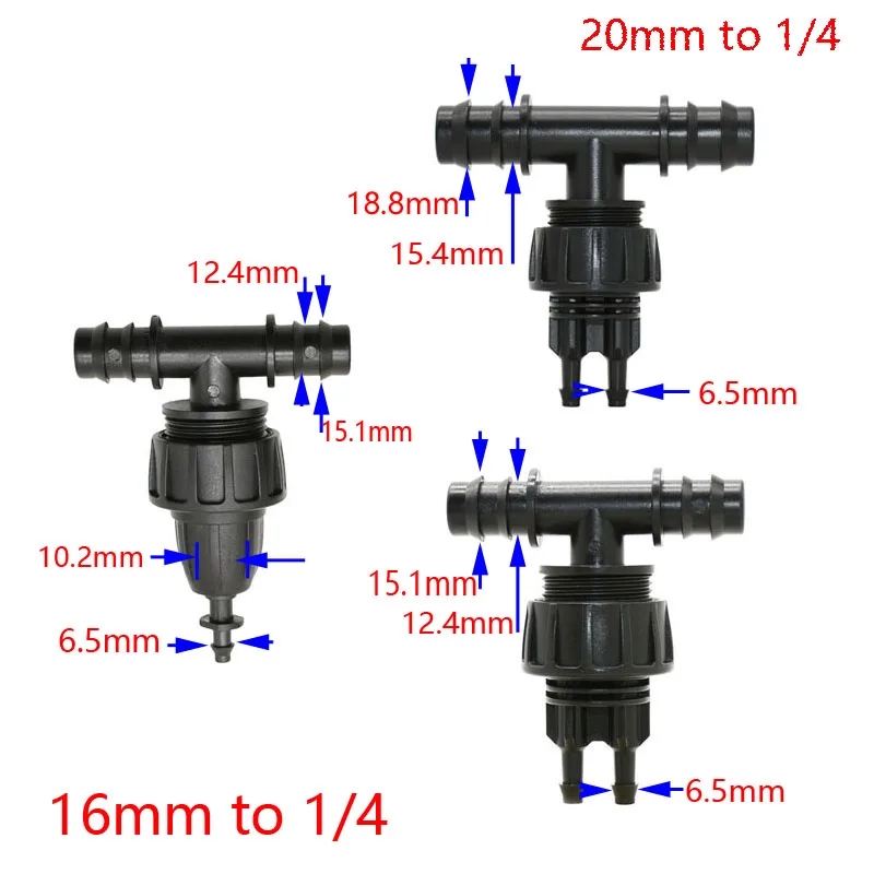 Садовый шланг 1/4 &quotдо 1/2 3/4 Тройник коннектор двусторонний делитель воды от 4/7 до 16