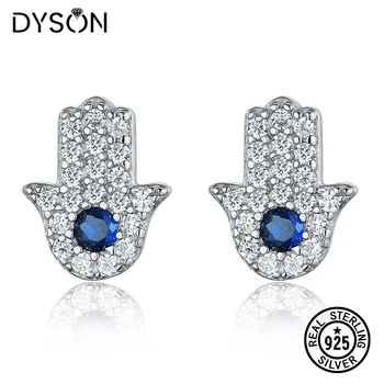 

Dyson 925 Sterling Silver Earring Good Quality Micro Pave Zirconia Lucky Turkey Hamsa Hand Charm Stud Earring New Fine Jewelry