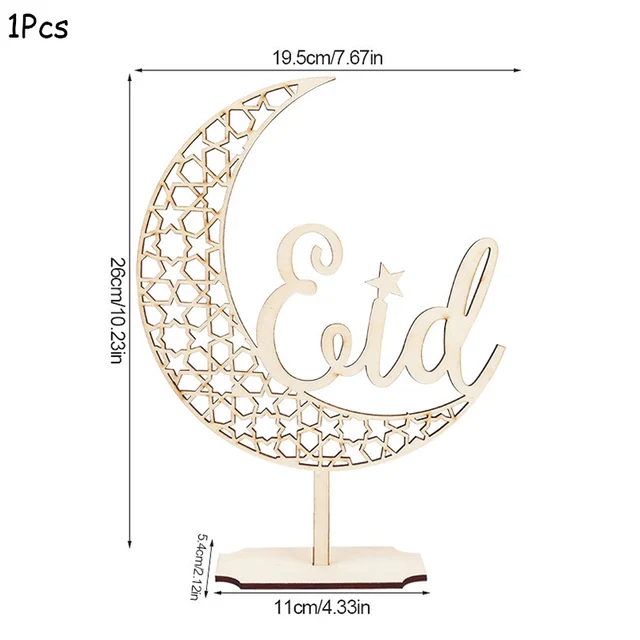 EID Mubarak Wooden Pendant with LED Candles Light Ramadan Decorations For Home Islamic Muslim Party Eid Decor Kareem Ramadan Style17
