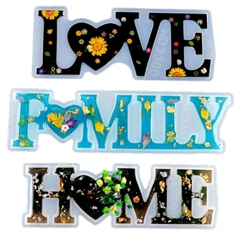 

4 Pack Alphabet Mold Silicone Resin Letter Molds with Love Home Family Love Signs Epoxy Resin Molds DIY Table Home Decoration