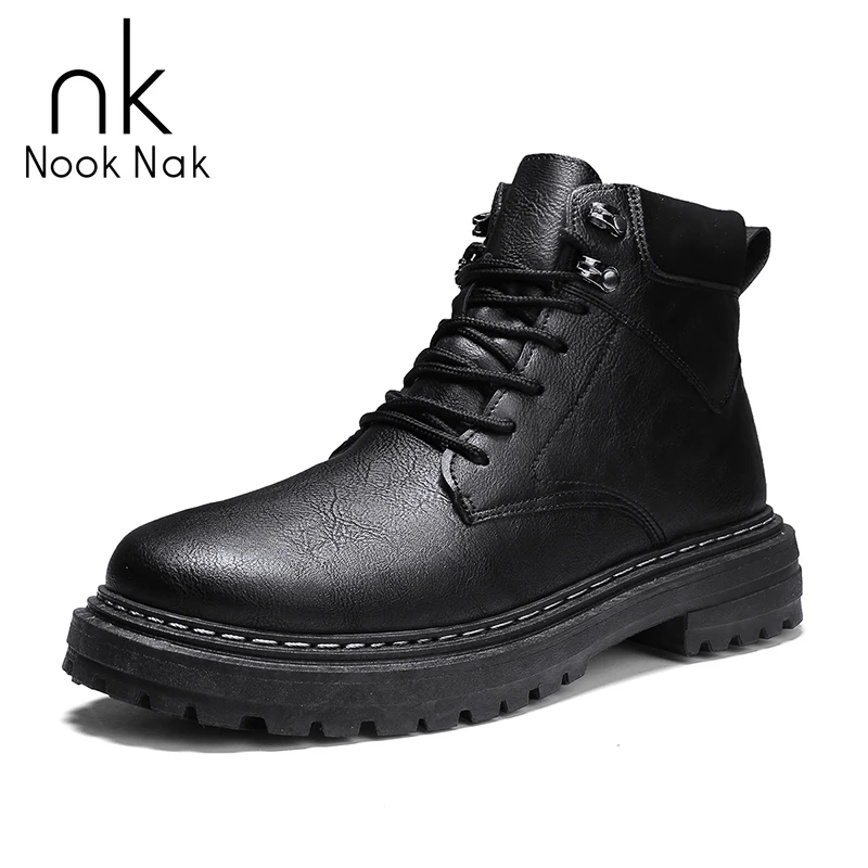 

Nooknak 2020 New Transparent Bottom Breathable Outdoor Work Boots Top Layer Cowhide English Style Lace-up Martin Boots 39-44