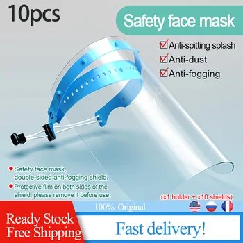 

10pcs/lot Disposable Shield Face Mask Safety Anti-dust Mask Disposable Changable Full Face Protection Anti-fog Replacement