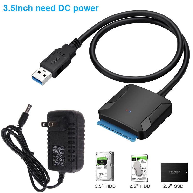 

UASP SATA TO USB 3.0 Converter Cable 2.5 3.5 inch HDD SSD Hard Driver Adapter 12V DC Power
